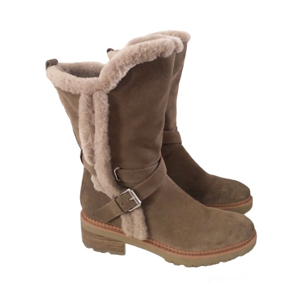 SAM EDELMAN Jailyn Genuine Suede Faux Fur Lined Boots 8.5M